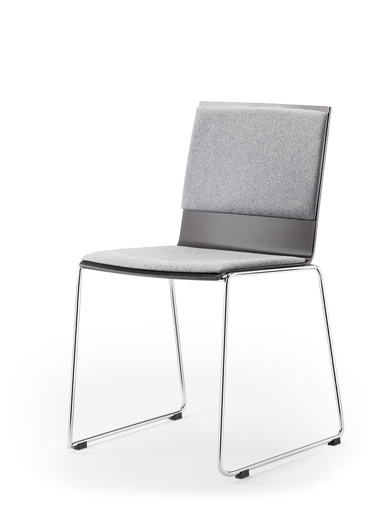 Eless skid-base chair | upholstered seat and back